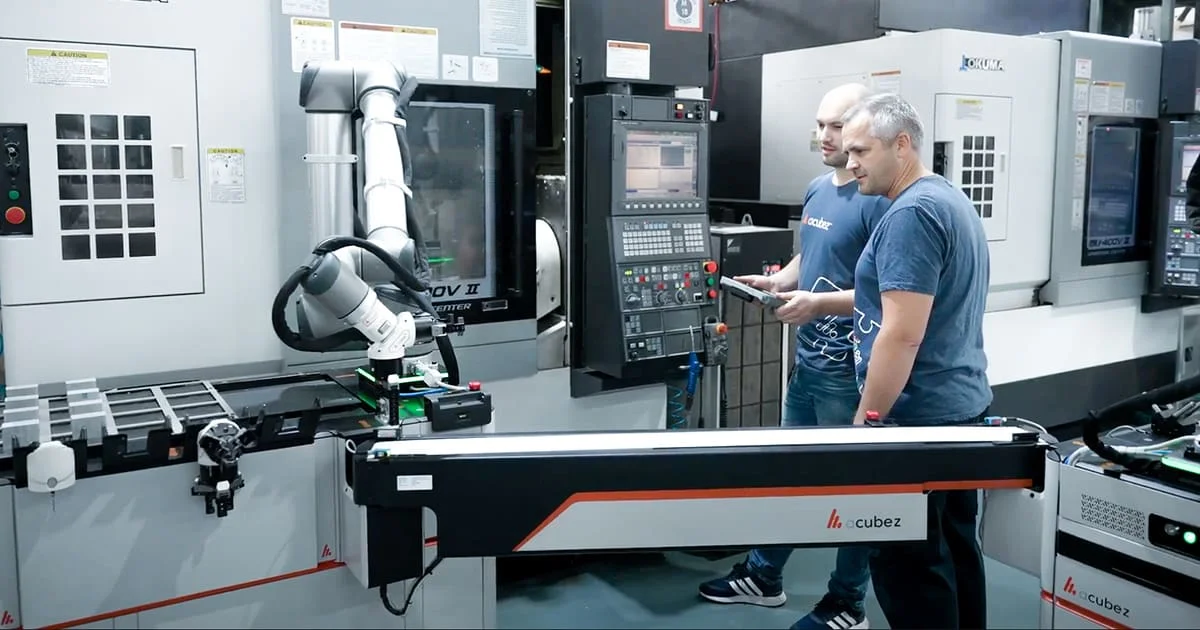 Cobot machine tending can improve CNC operator safety. Image Credit: Acubez
